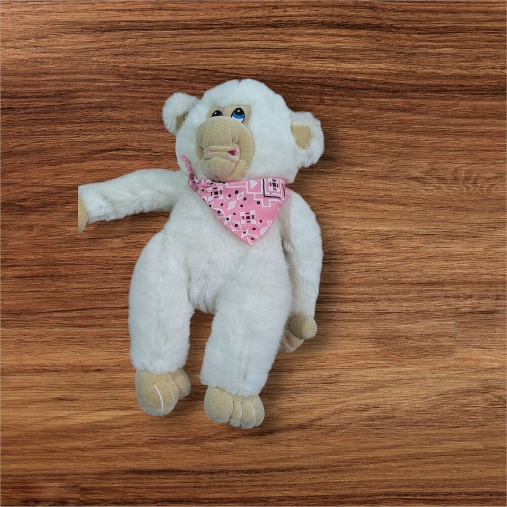 vintage Tb Trading co white Monkey gorilla plush stuffed animal toy 14"blue eyes